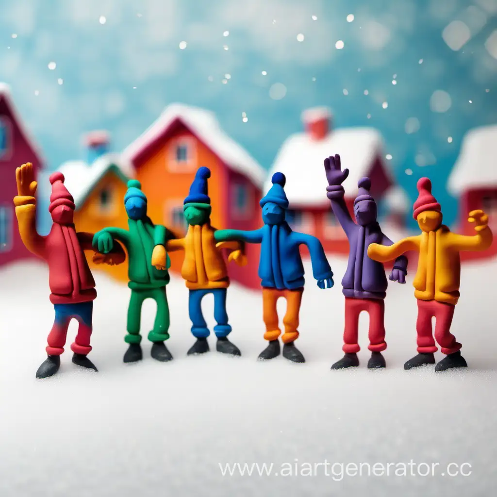 Vibrant-HipHop-Dance-of-Plasticine-Figures-in-Snowy-Russian-Village