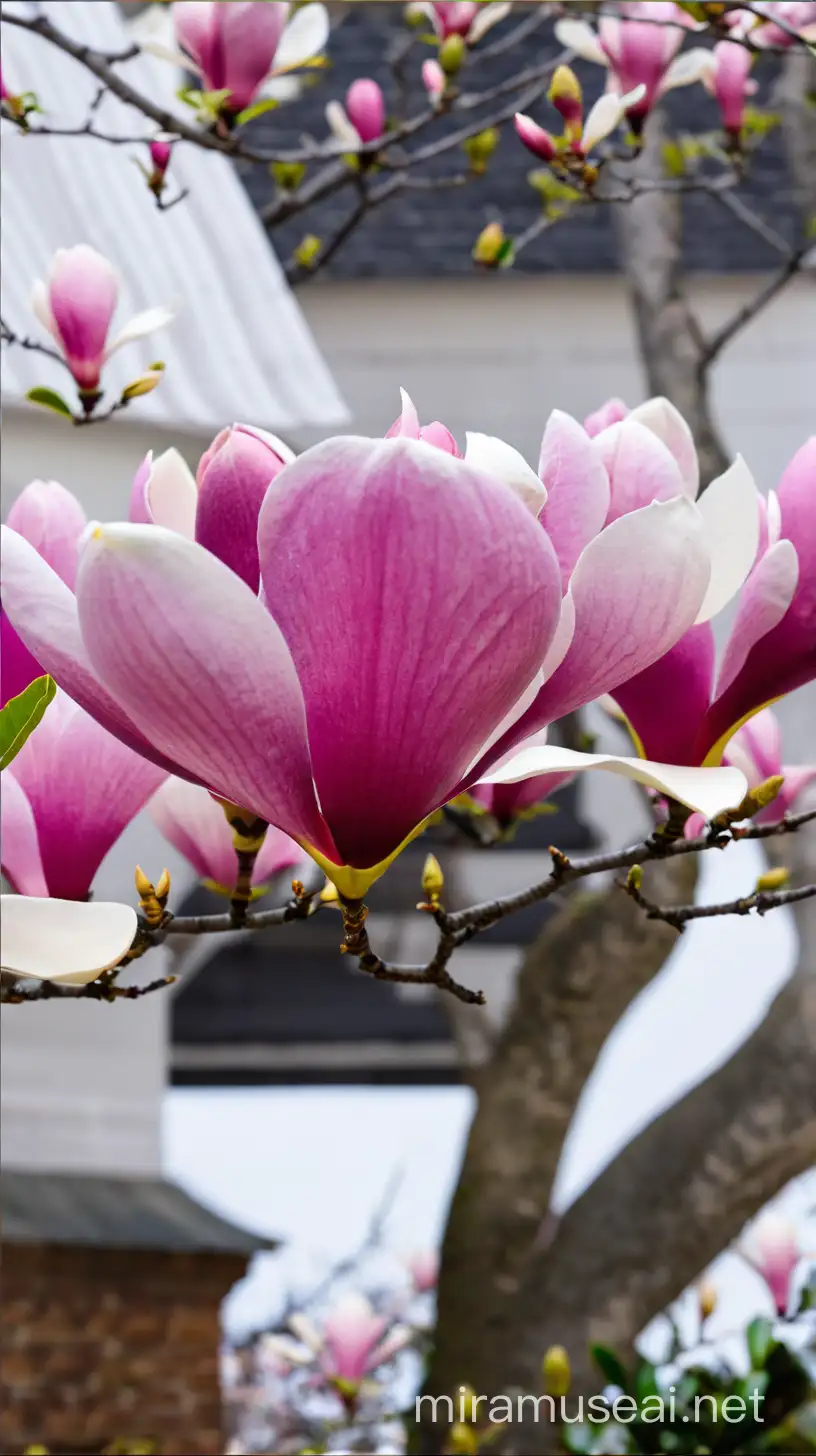 Springtime Serenity Magnolia Blossoms in Full Bloom
