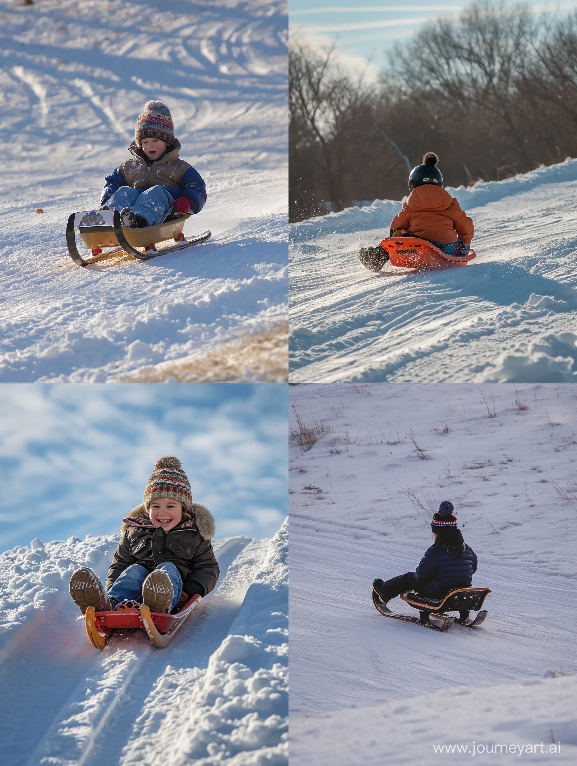 Joyful-Child-Sled-Riding-Adventure-on-Winter-Hill