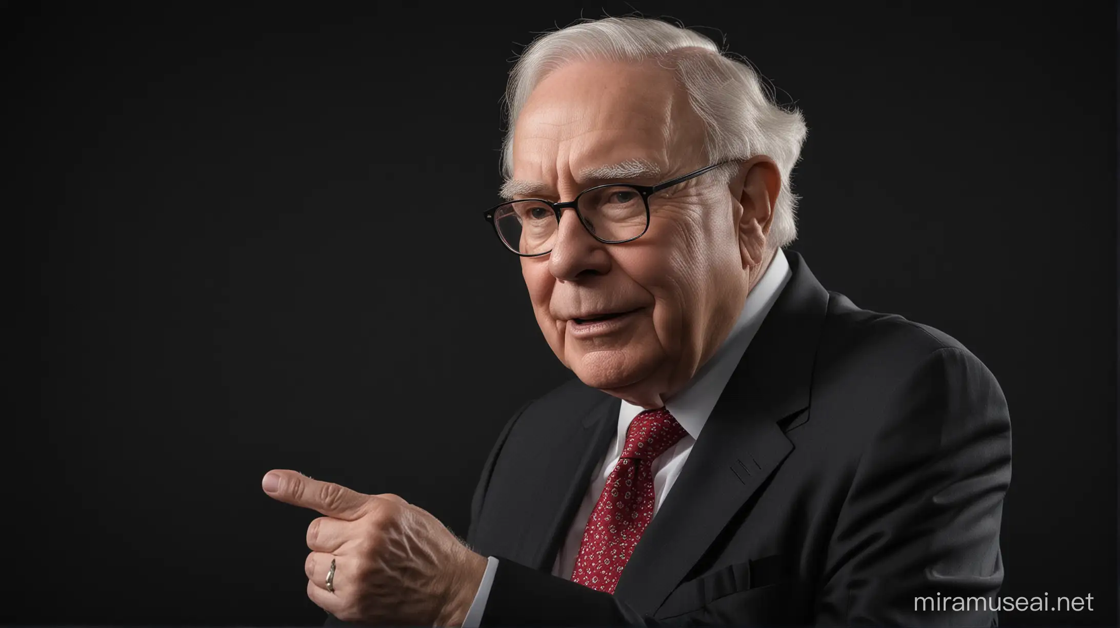 Warren Buffett Giving Investment Advice on a Dark Background