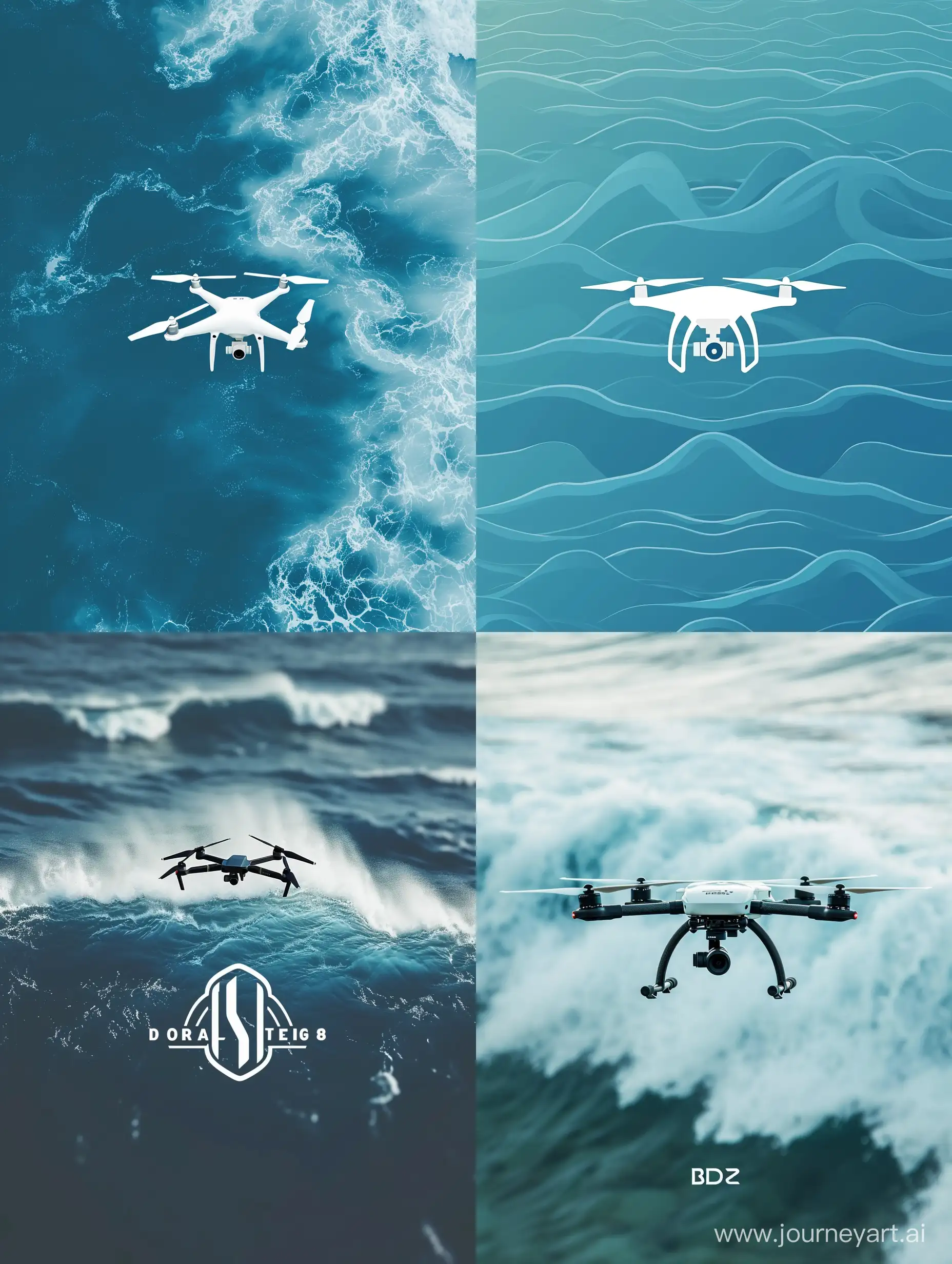 Логотип дрон на фоне волны