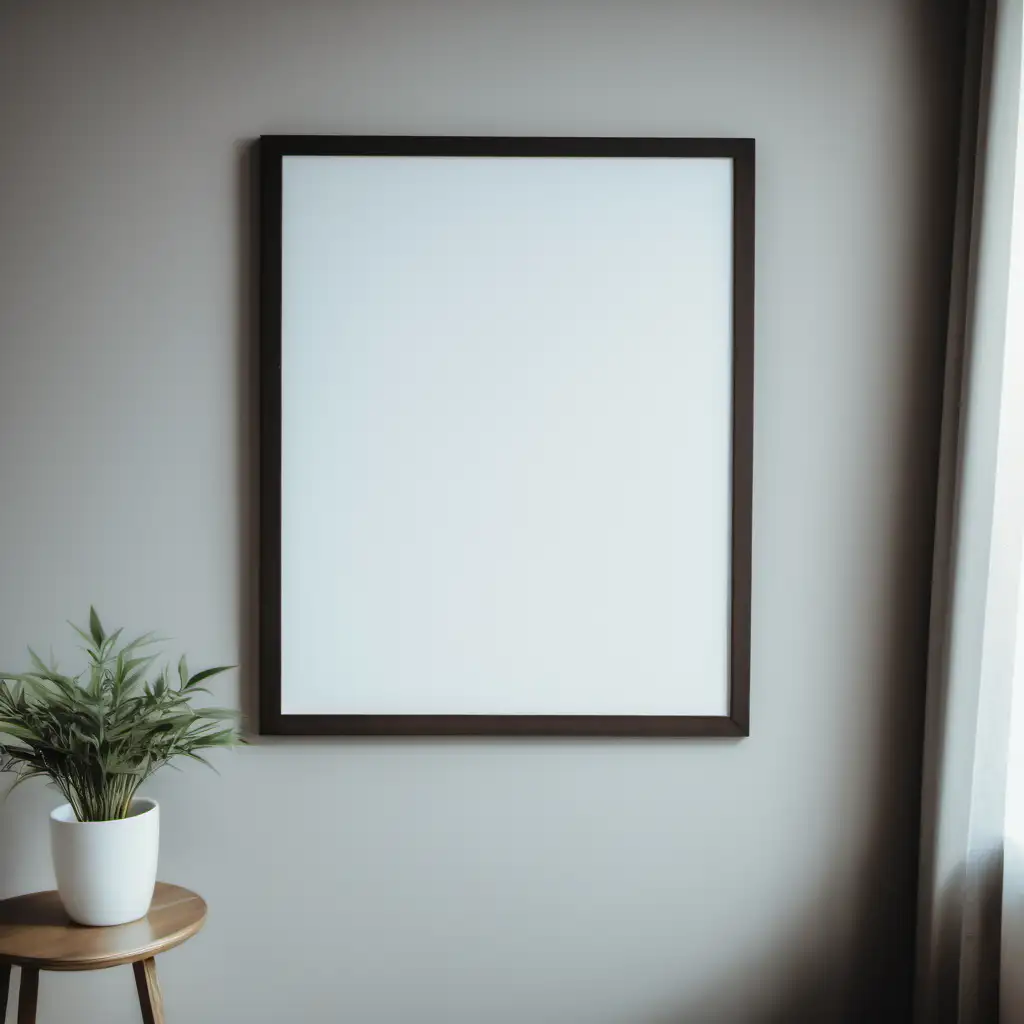 picture frame with empty canvas in near the window