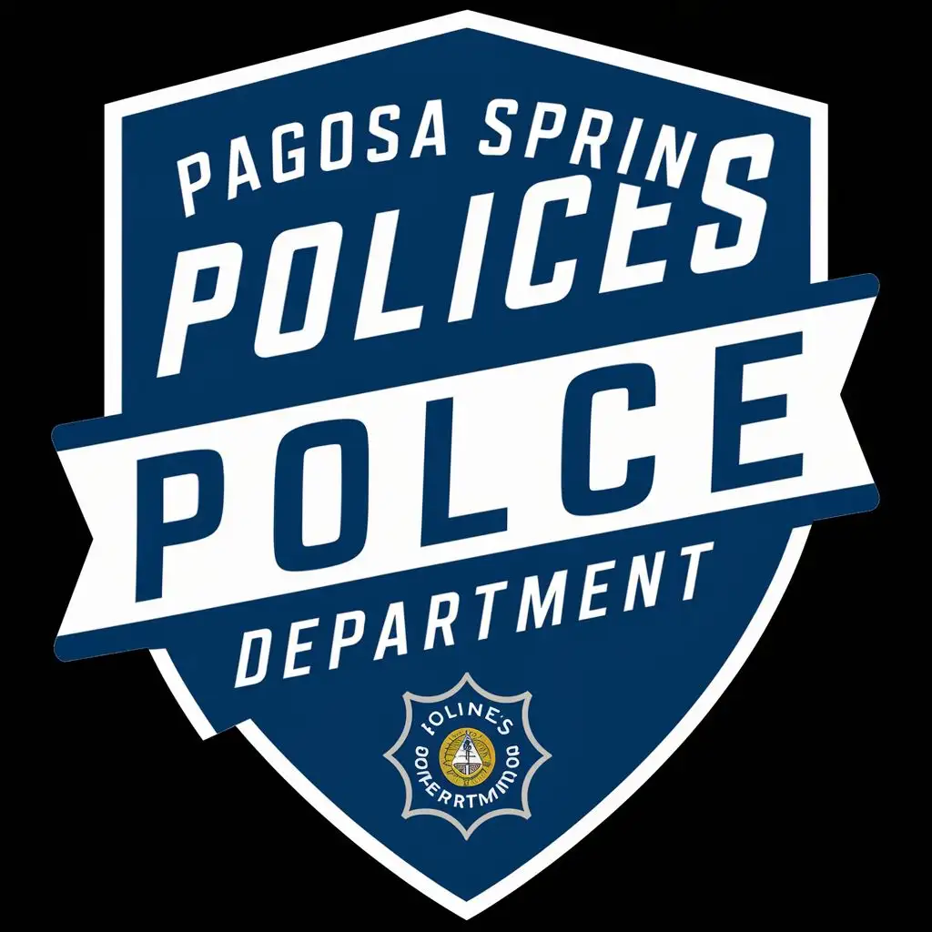 logo, Shield, with the text """"
Pagosa Springs Police Department
"""", typography
