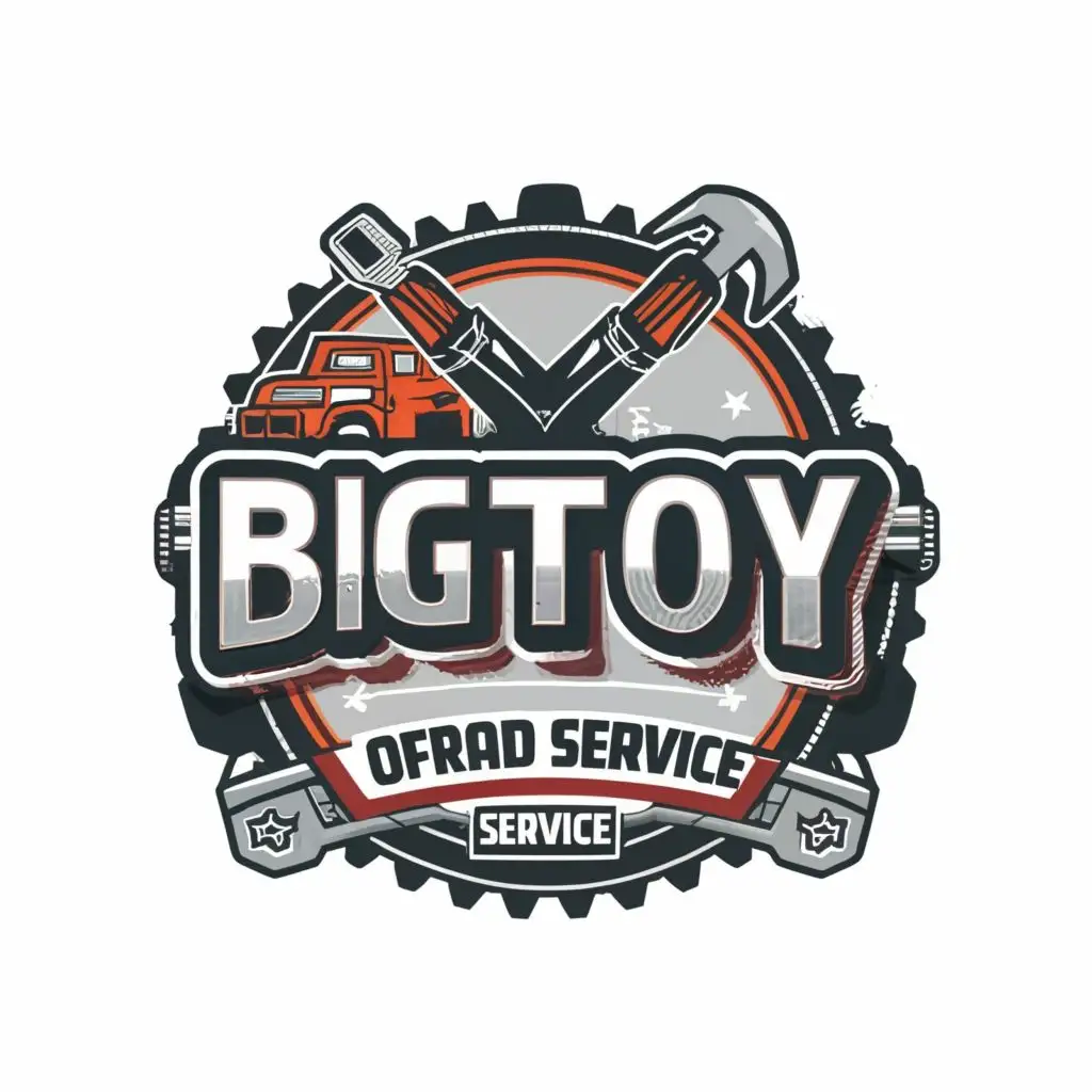 logo, Logo mechanics tools, with the text "BIGTOY OFFROAD SERVICE", typography smaller