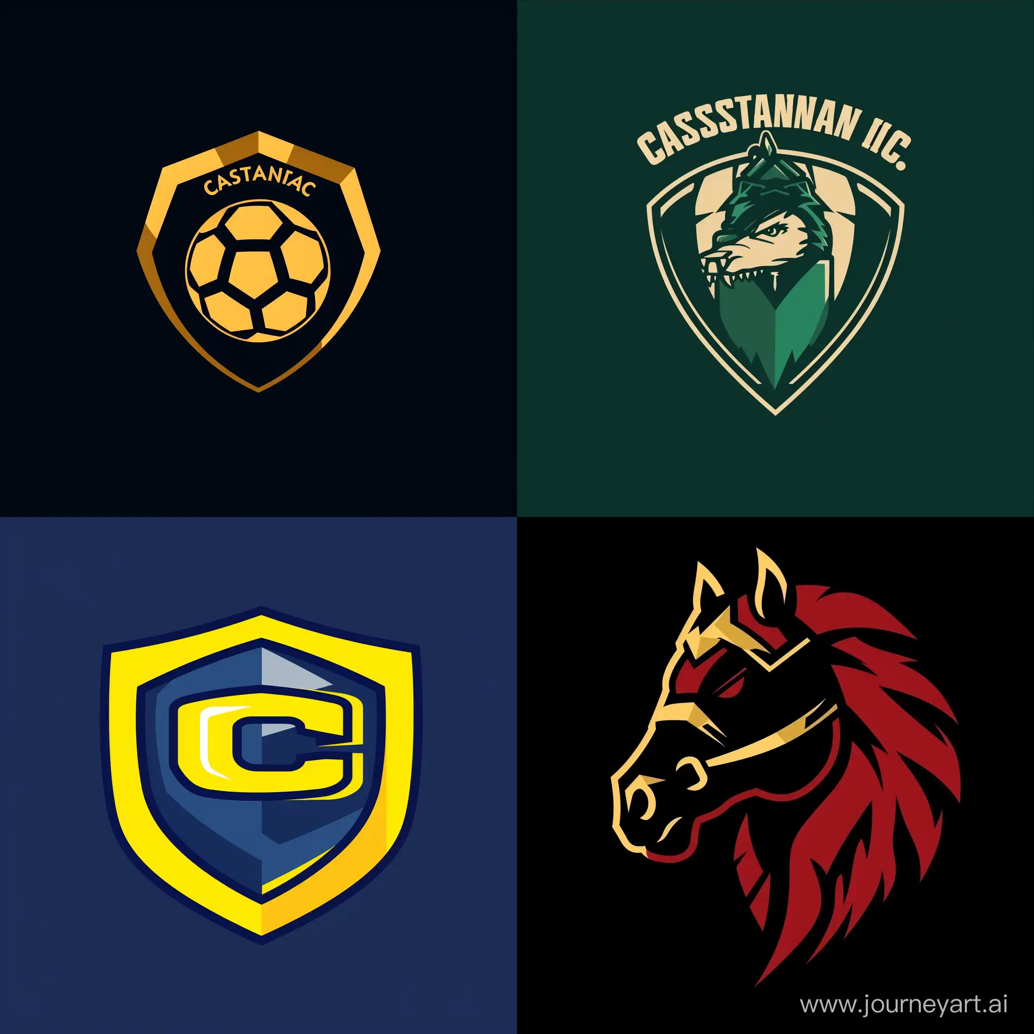A soccer team logo for a team called "Castanheira FC" --v 6 --ar 1:1 --no 47887