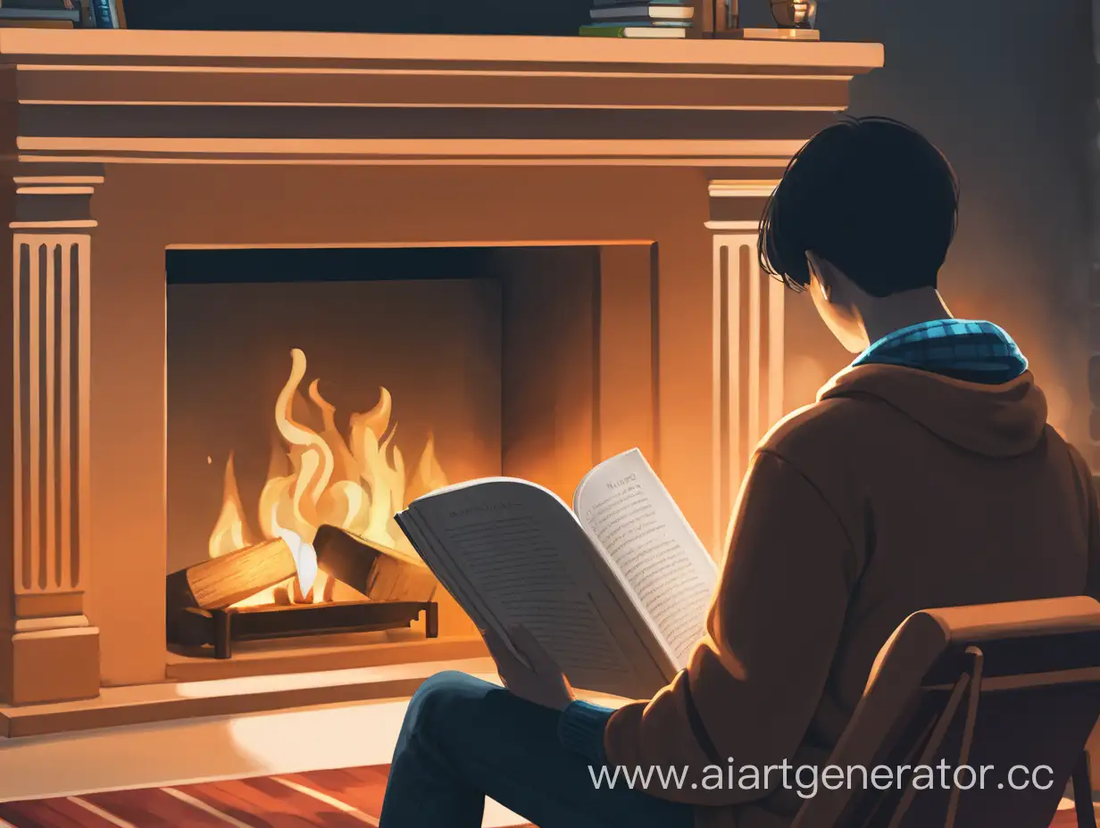 Cozy-Reading-by-the-Fireplace-Person-Enjoying-a-Book-in-Warm-Ambiance