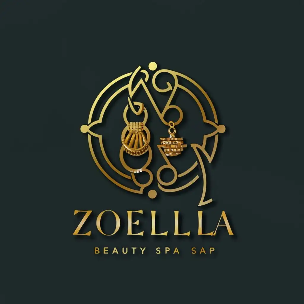 a logo design,with the text "Zoella", main symbol:Jewlery , bangles, earrings, golden colour , change the font and dont write luxury , use logo name zoella, be used in Beauty Spa industry