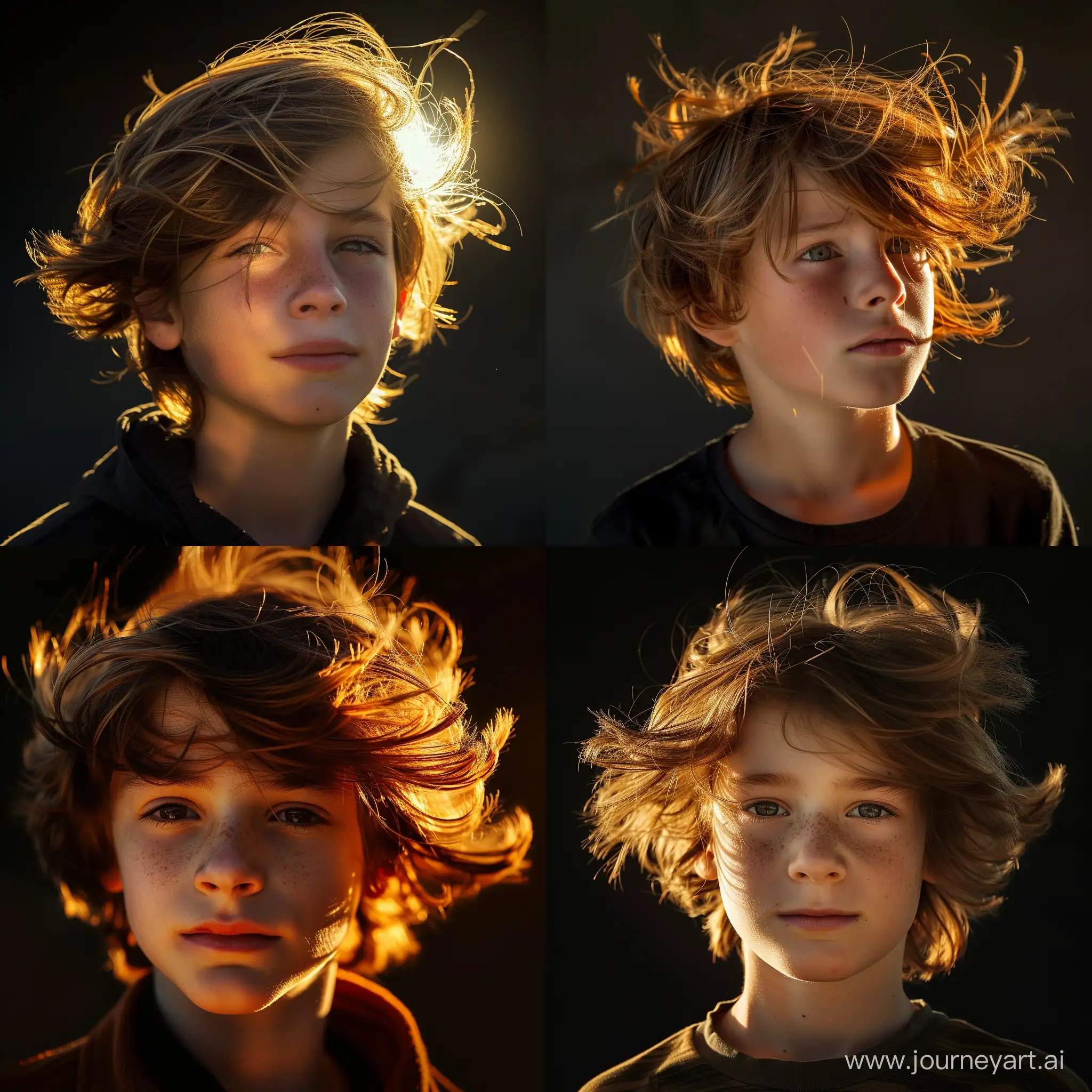 Portrait-of-a-12YearOld-Boy-with-Windswept-Hair-in-Sunlight