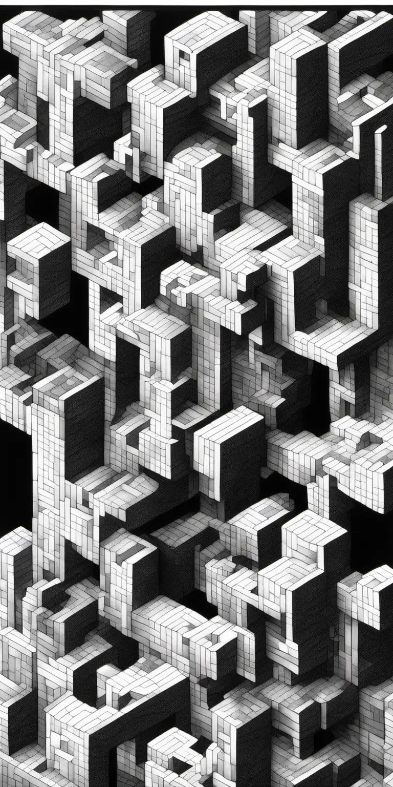 tetris puzzle in the style of MC escher