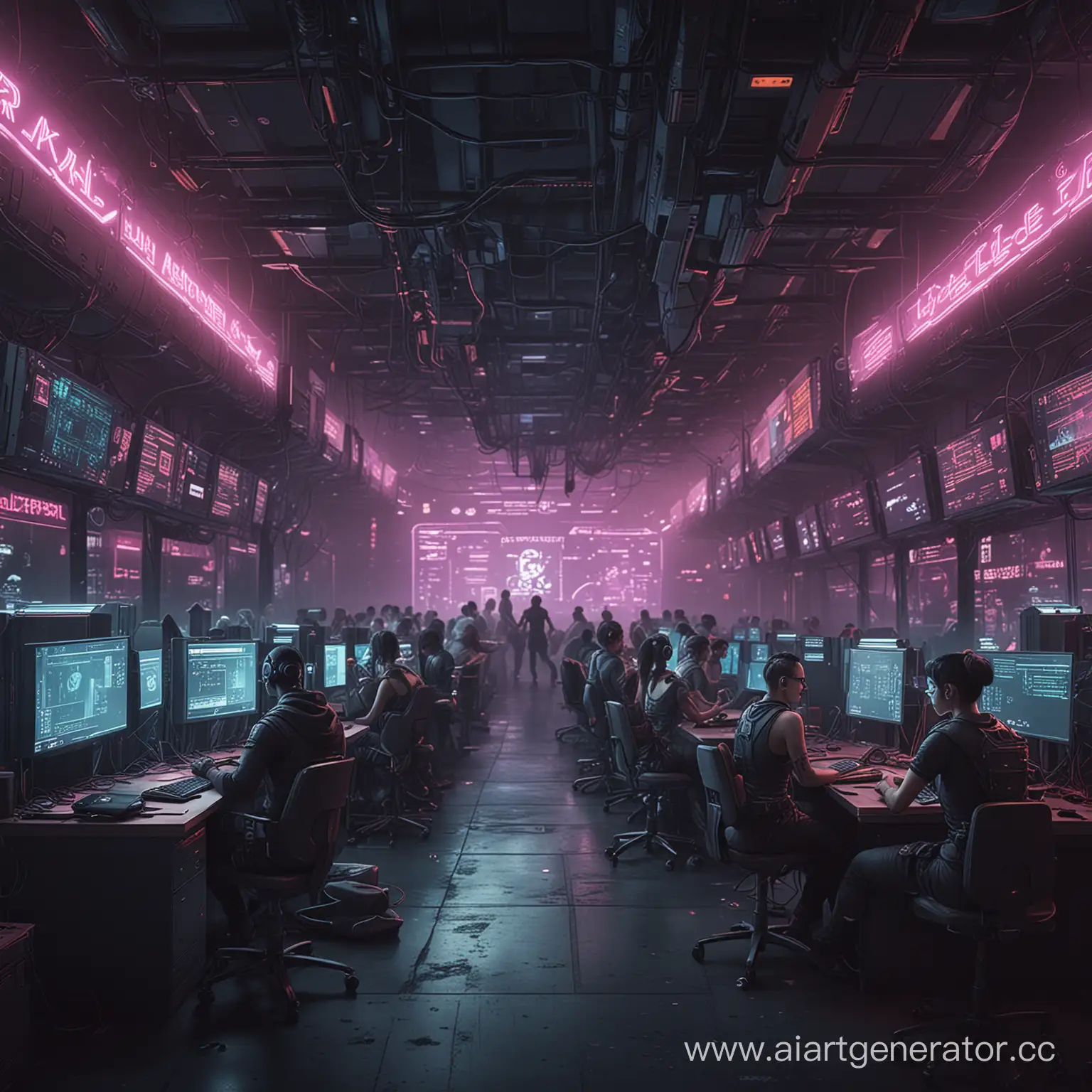 компьютерный клуб
 в стиле киберпанка