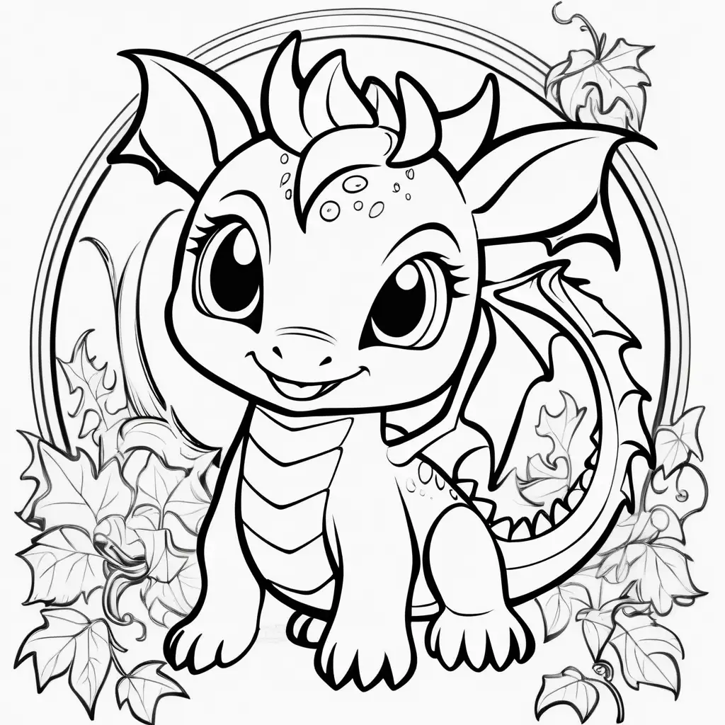 Adorable 2024 Year Symbol Cute Dragon Coloring Page