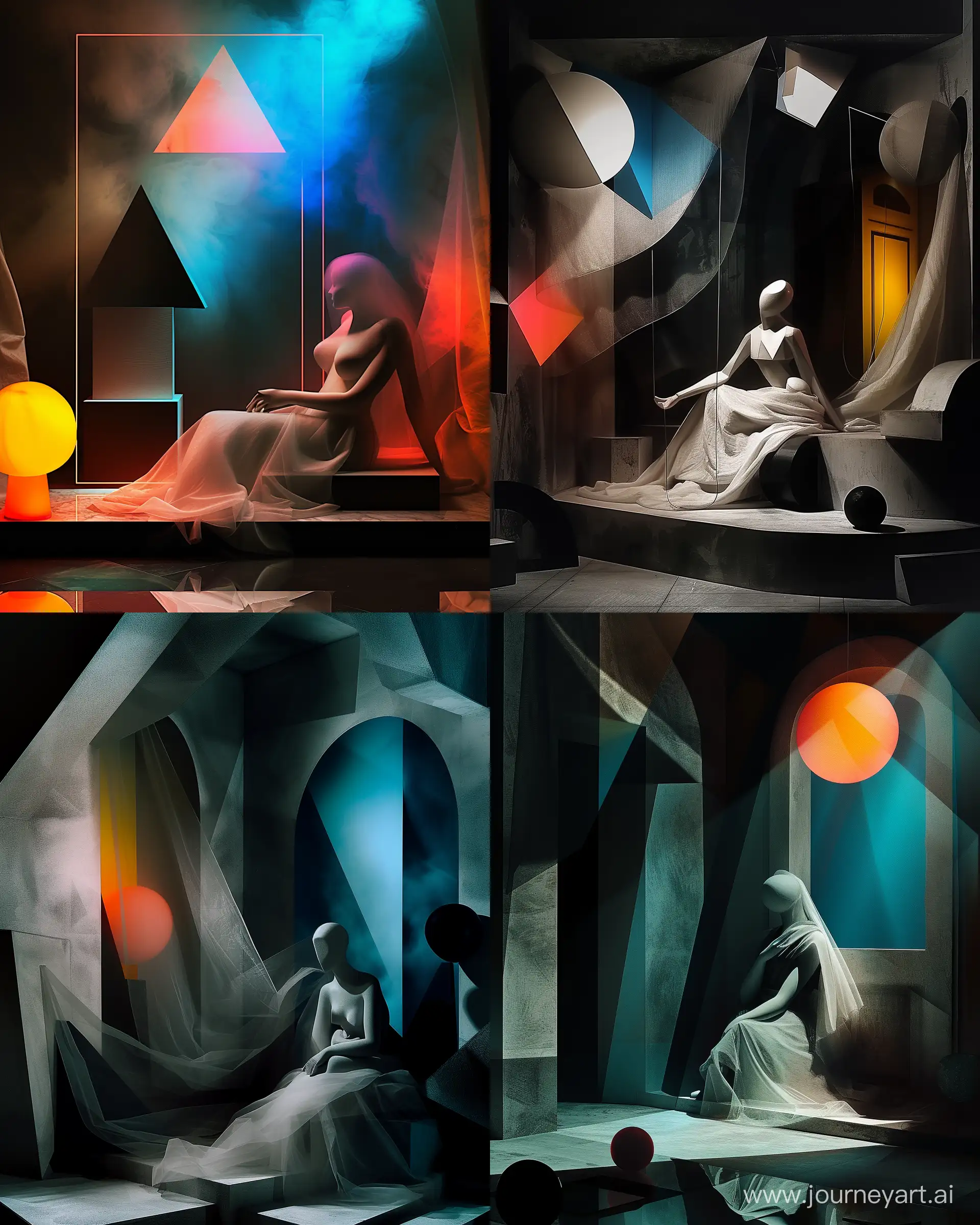 https://i.postimg.cc/k5DC31bg/445ba7fa-1fa0-4c40-a180-ba520503bc37.png, staged photography of an mysterious atmosphere in style of picasso and geometrics shapes --ar 4:5