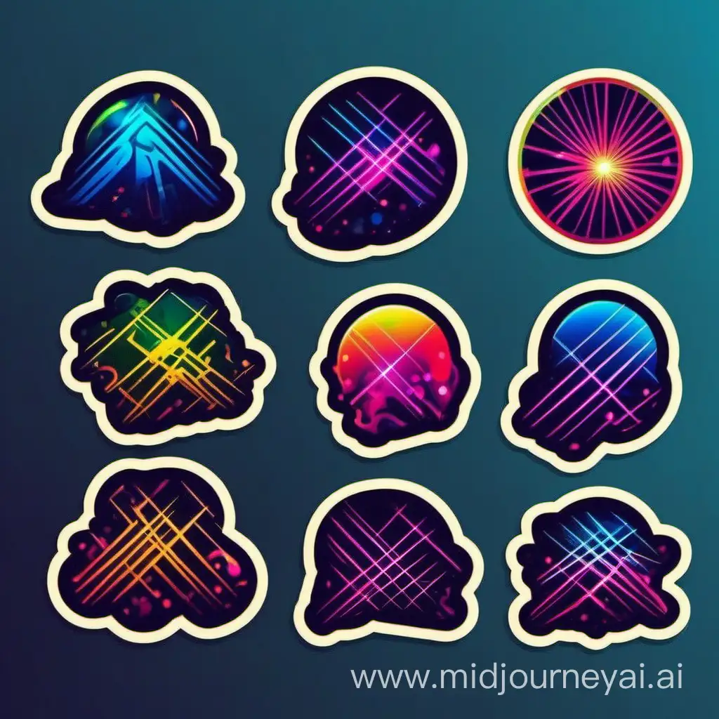 Vibrant Abstract Laser Stickers for Futuristic Expression