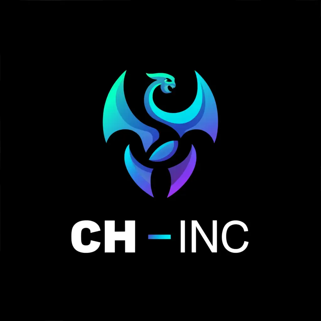 a logo design,with the text "Ch INC", main symbol:Black dragon,complex,be used in Technology industry,clear background