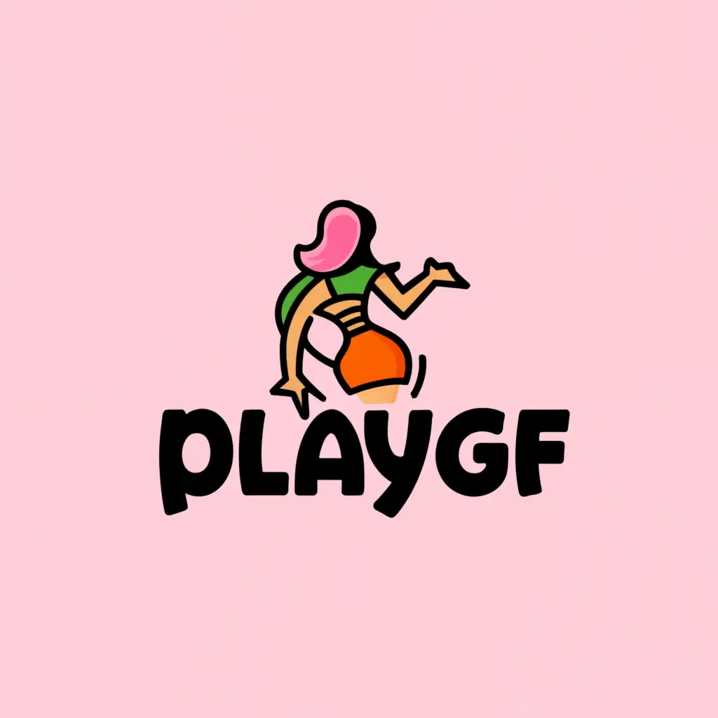 a logo design,with the text 'playgf', main symbol:super short skirt sexy cam girl,Moderate,clear background