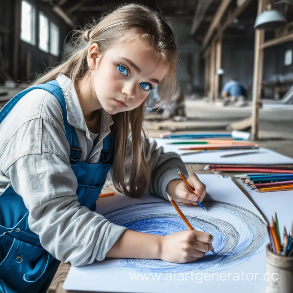 Talented-Girl-Creates-Artwork-with-BlueEyed-Worker