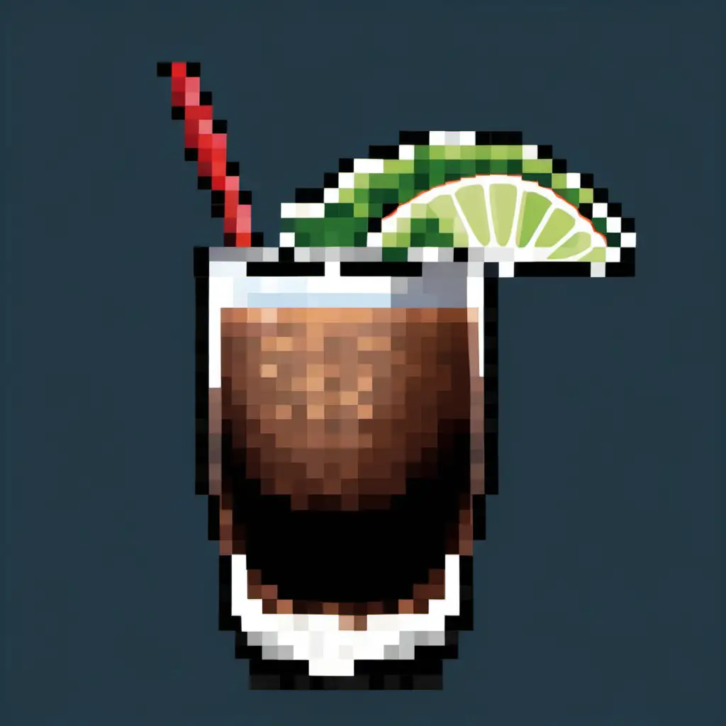 generate pixel art of the IBA cocktail: Cuba Libre.