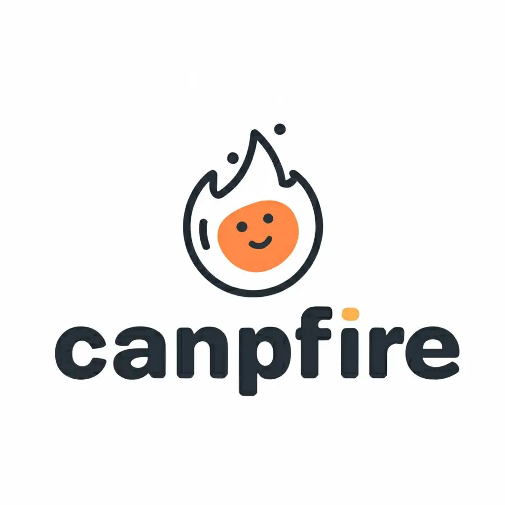 a logo design,with the text "campfire", main symbol:campfire simple negative space,Moderate,be used in Technology industry,clear background, simple smilie face