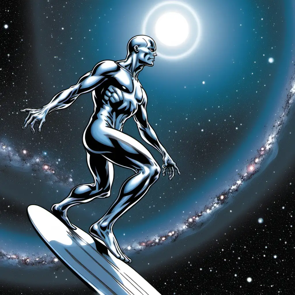 Silver Surfer Exploring the Cosmic Abyss