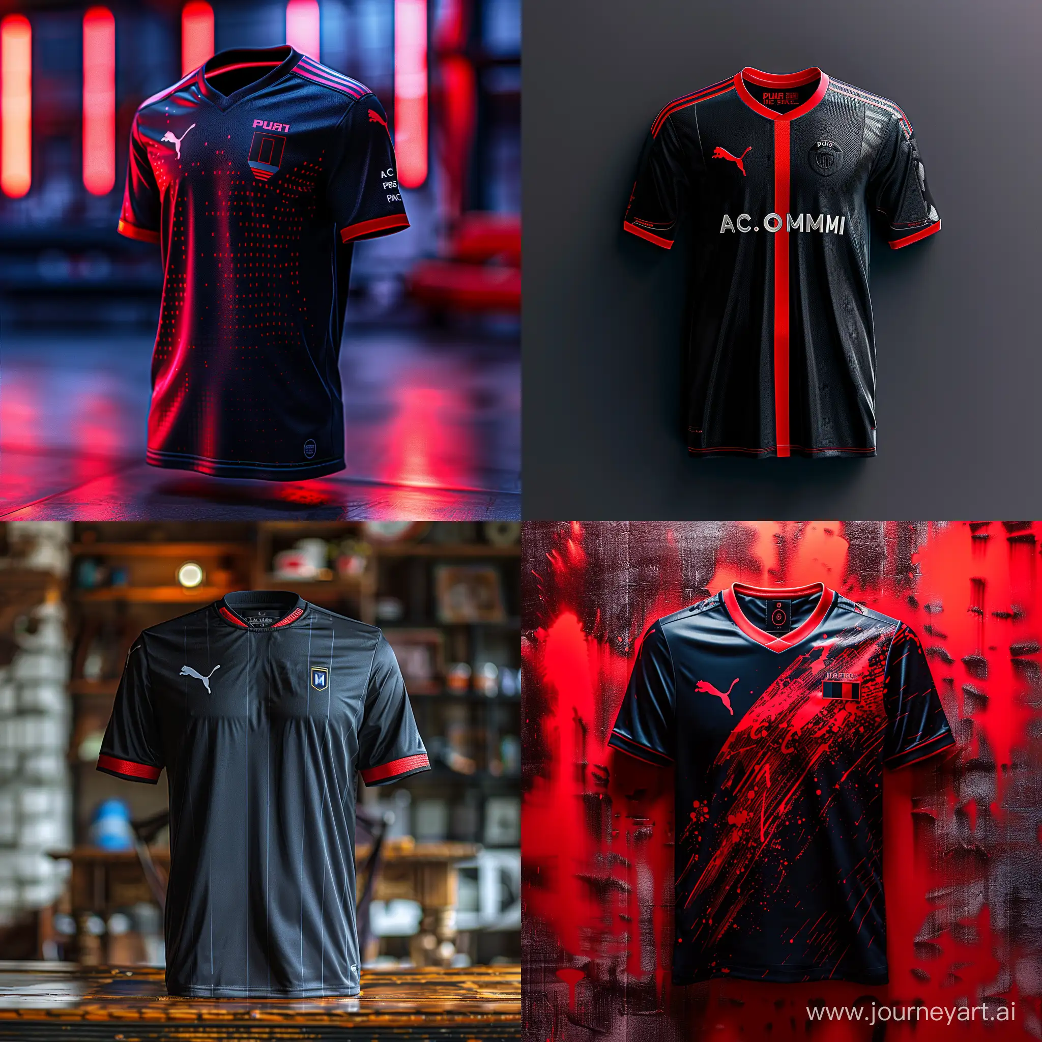 Hyper-Realistic-Black-and-Red-AC-Milan-Soccer-Jersey-by-Puma-in-8K-Product-Photography