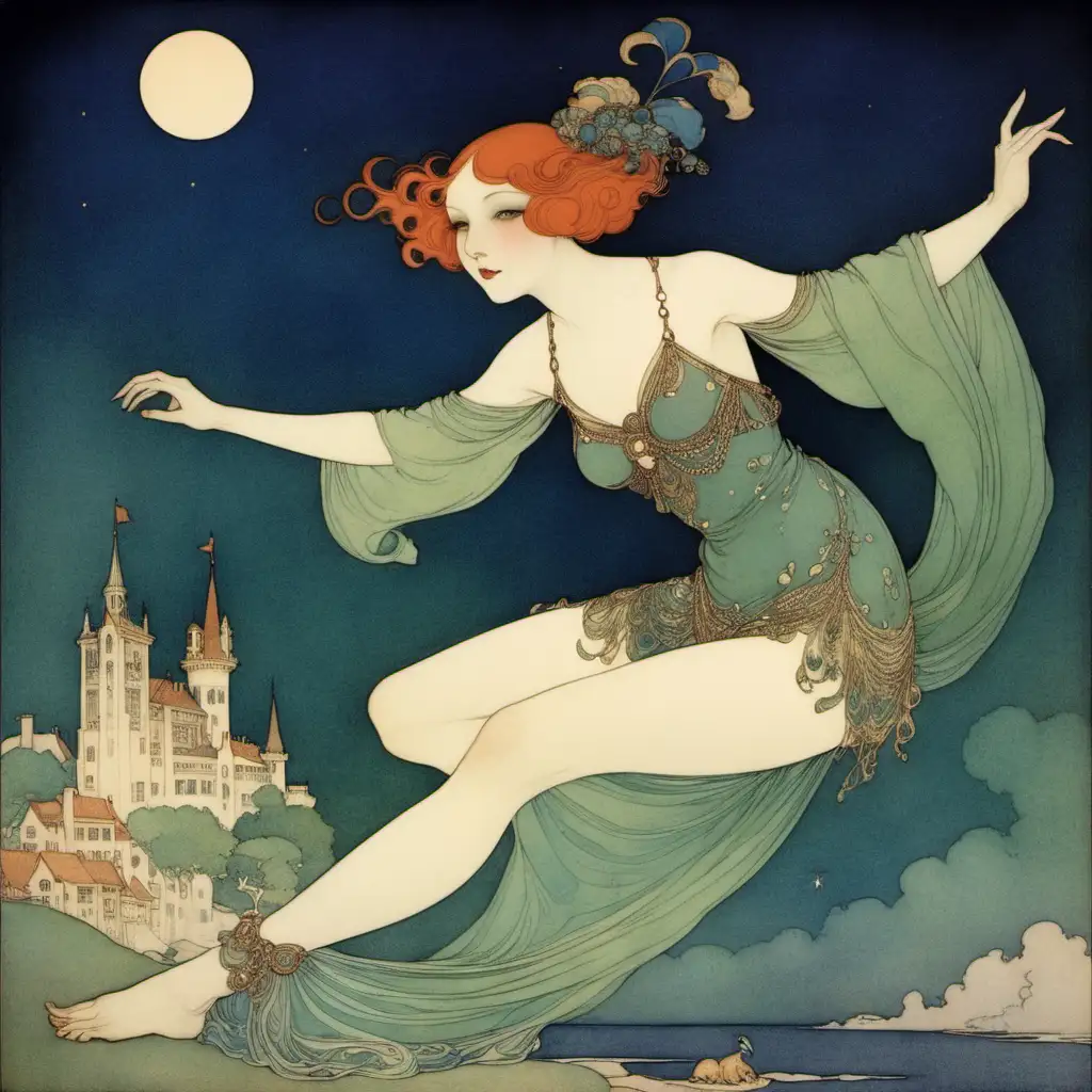 Enchanting Edmond Dulac Fairy Illustration with Dreamlike Characters