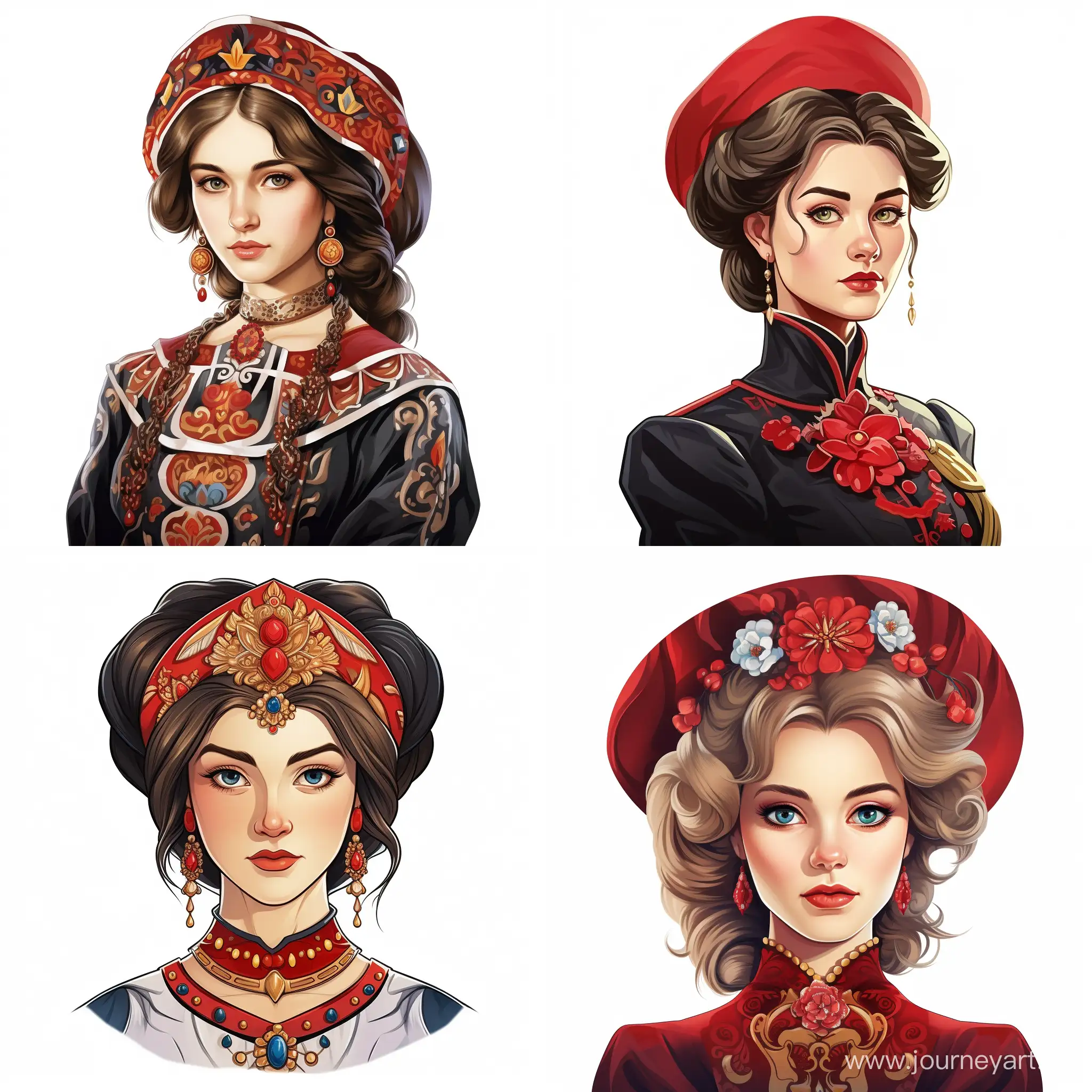 Russian-Folk-Fashion-Elegant-Woman-in-Caricature-Style