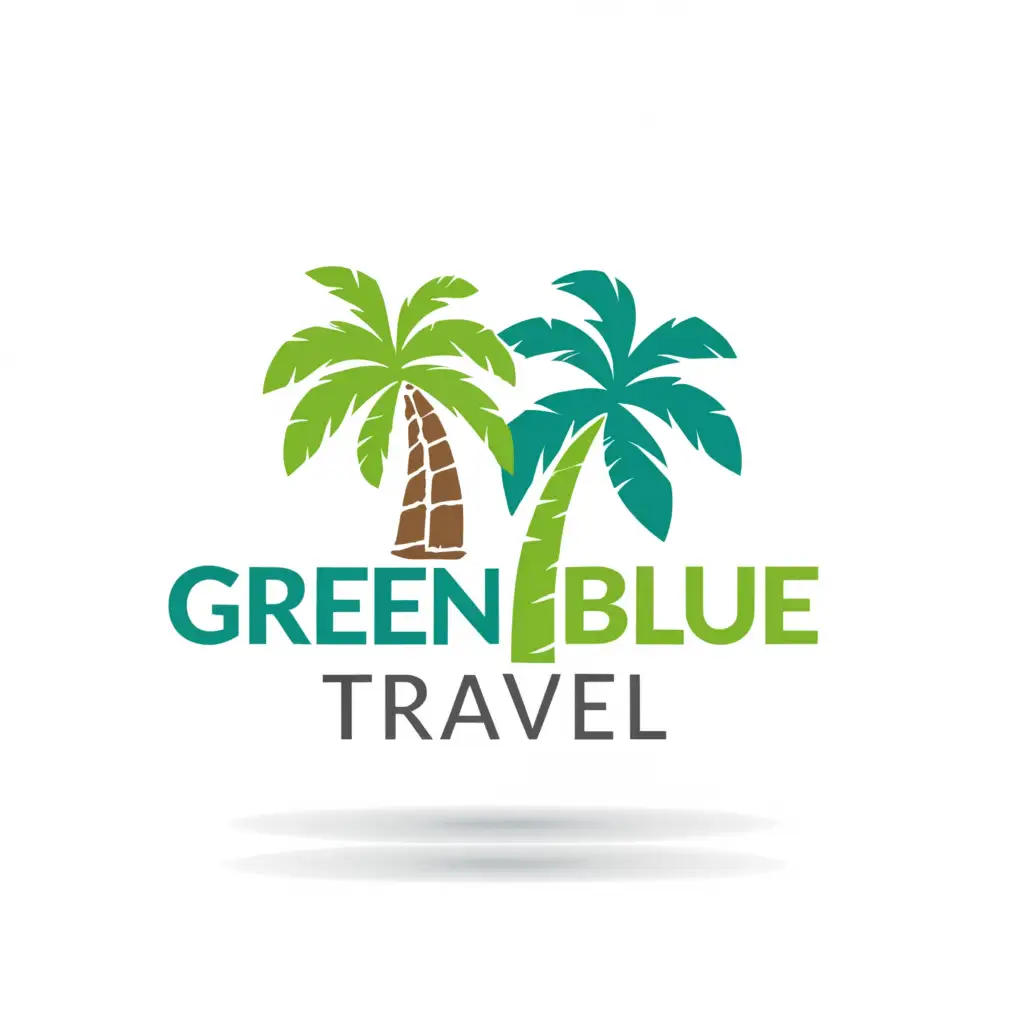 a logo design,with the text "Green Blue Travel", main symbol:palm,Moderate,be used in Travel industry,clear background