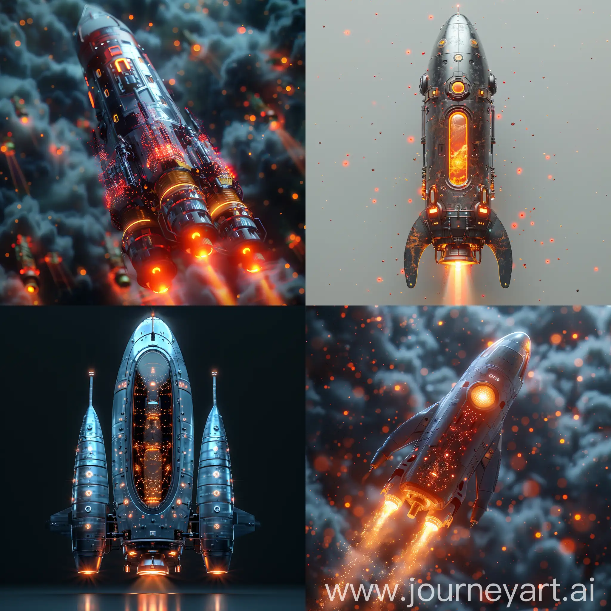 Futuristic space rocket, futuristic style of high tech, futuristic style of nanotechnology, octane render --stylize 1000