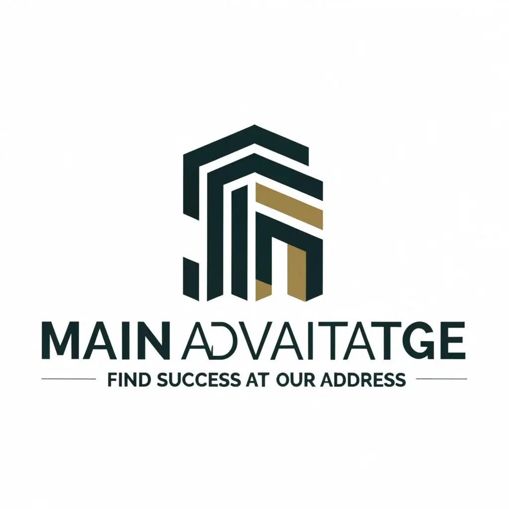 a logo design,with the text "Main Advantage
Find success at our address", main symbol:Warehouse,complex,be used in Real Estate industry,clear background