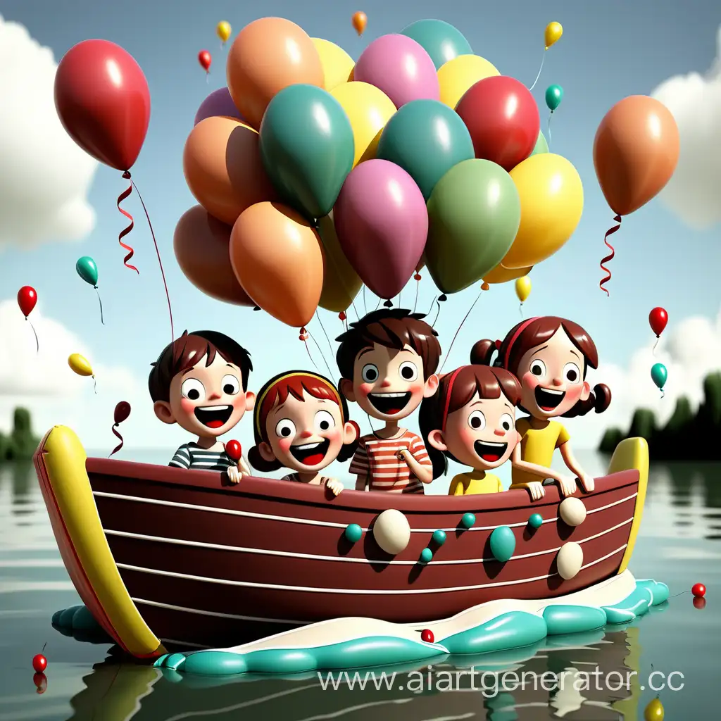 Childrens-Festive-Boat-Overflowing-with-Gifts-Balloons-and-Candies