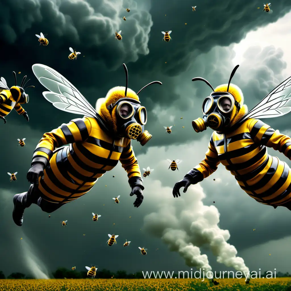 Bees in Gas Masks Flying Through a Storm