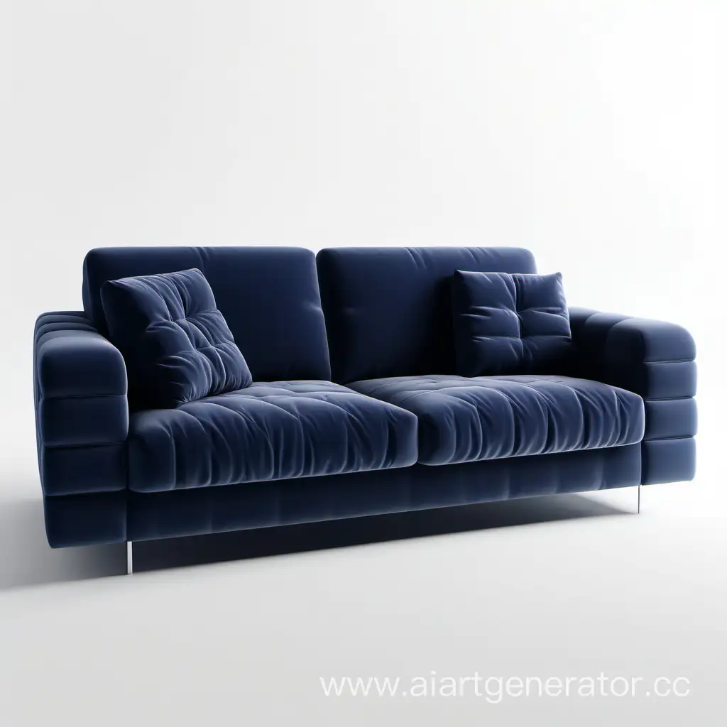 современный мягкий темно-синий диван на белом фоне