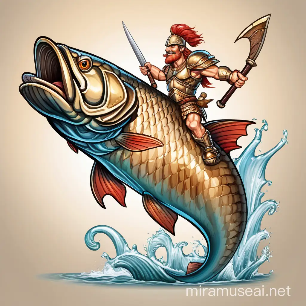 Warrior on Fishback Caricature Logo