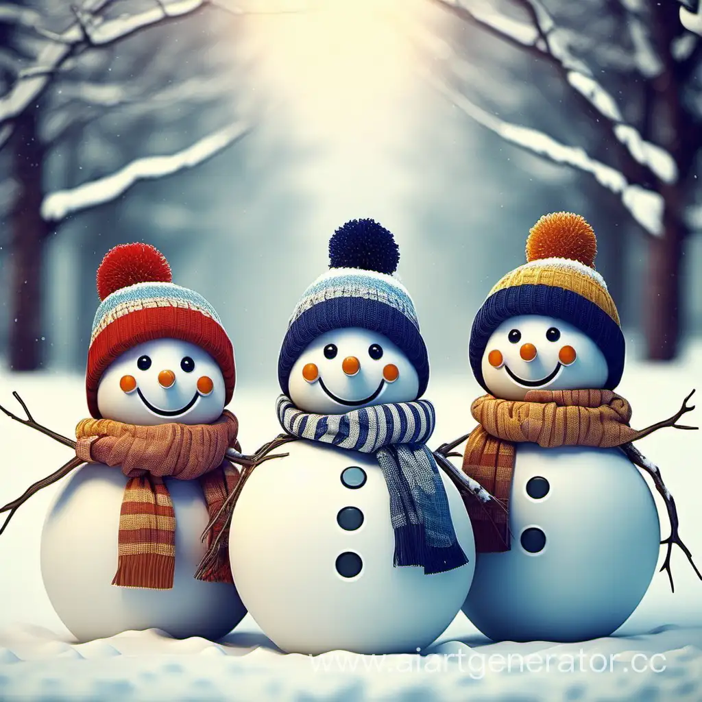 веселые снеговики-дети в школе для снеговиков