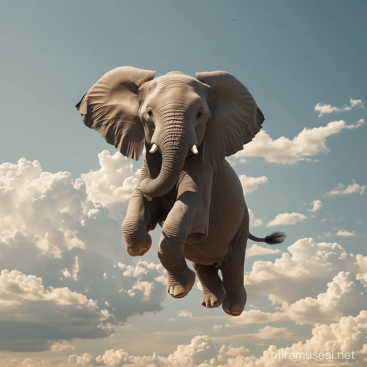 Graceful Elephant Soaring Through the Sky