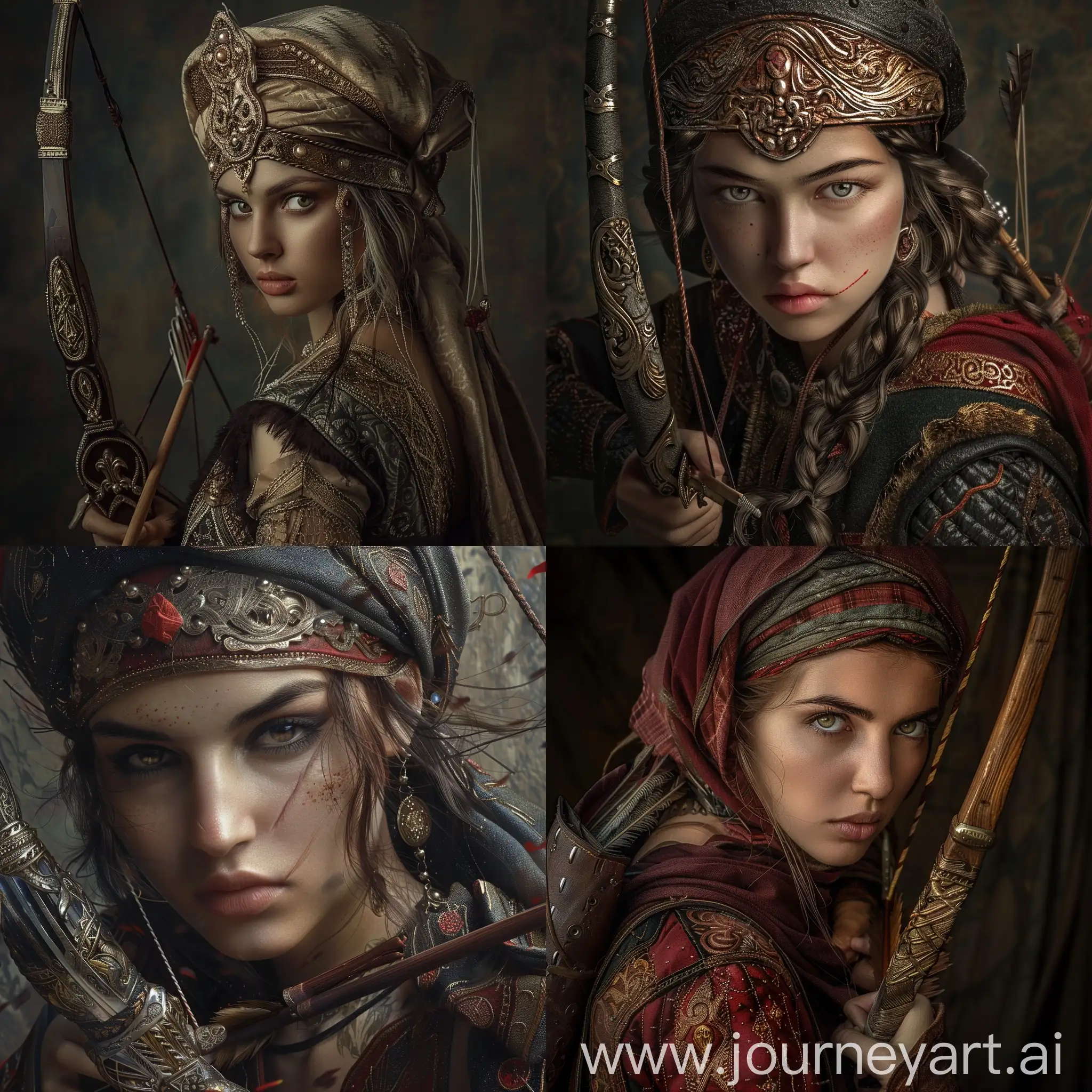 Medieval-Turkish-Warrior-with-Bow-Ultra-Realistic-Sterneyed-Beauty-Girl