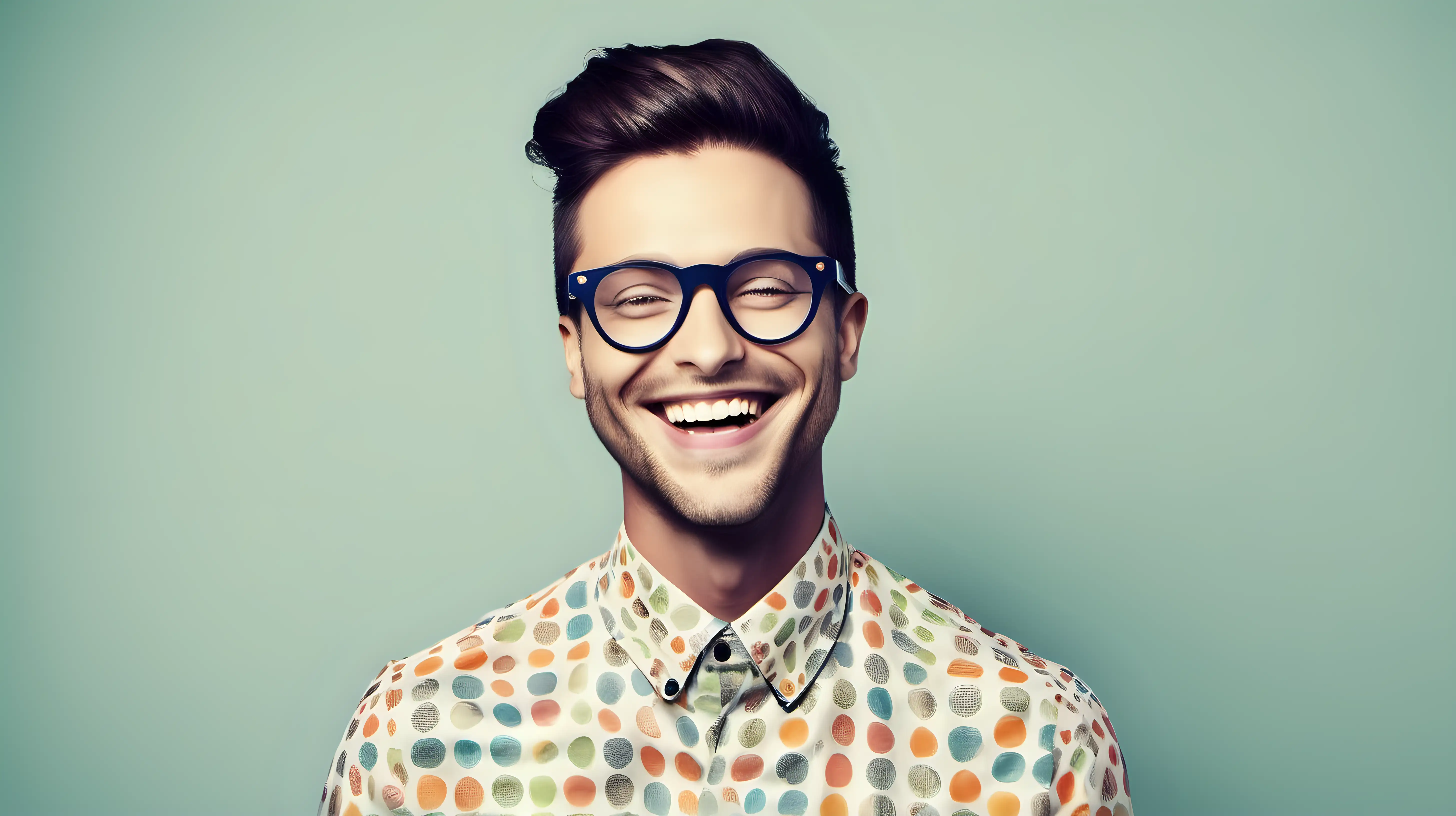 Joyful Person with Patterned Glasses Smiling