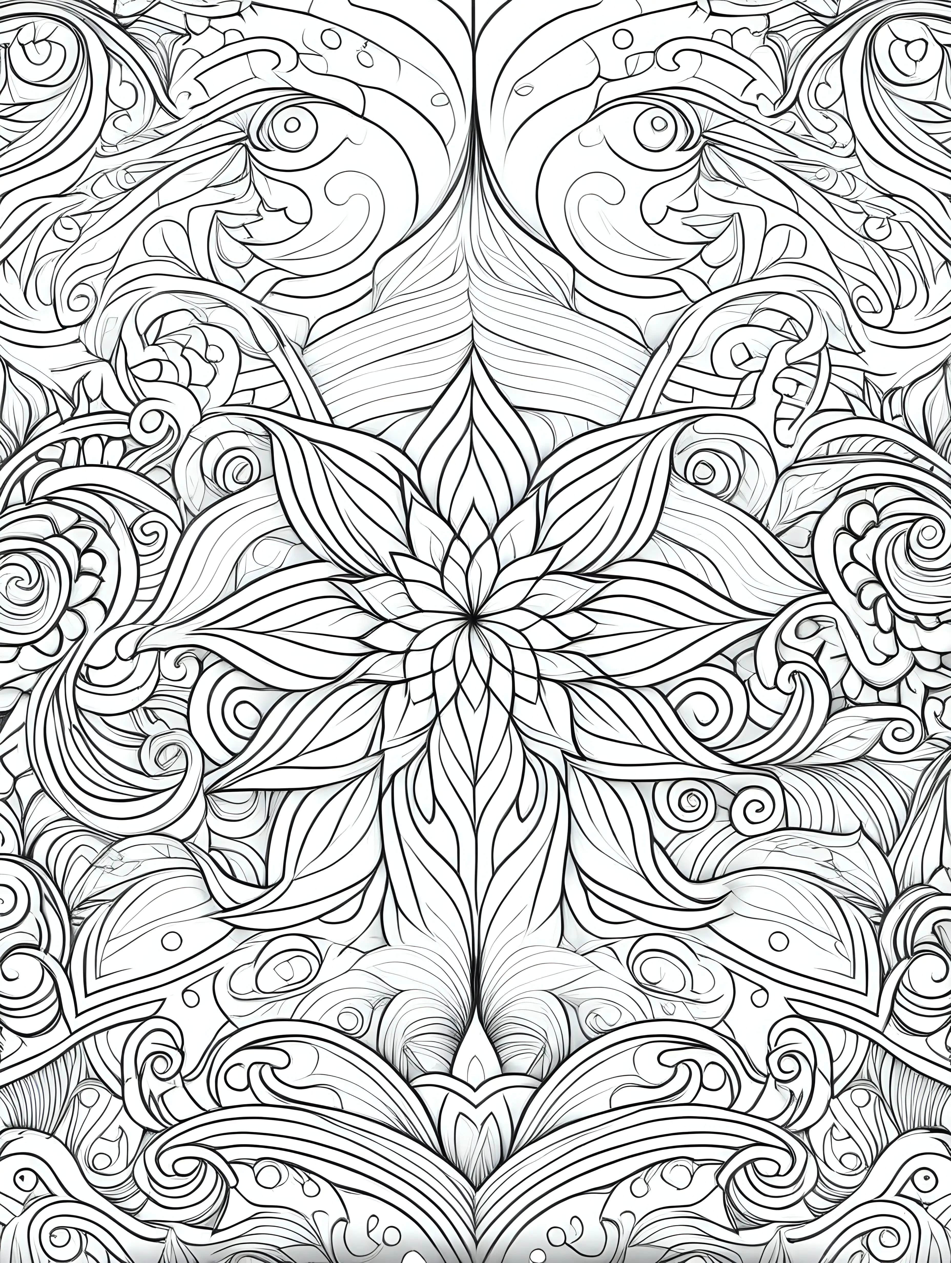 create a seamless magical pattern outline on a white clear background for a adult coloring book