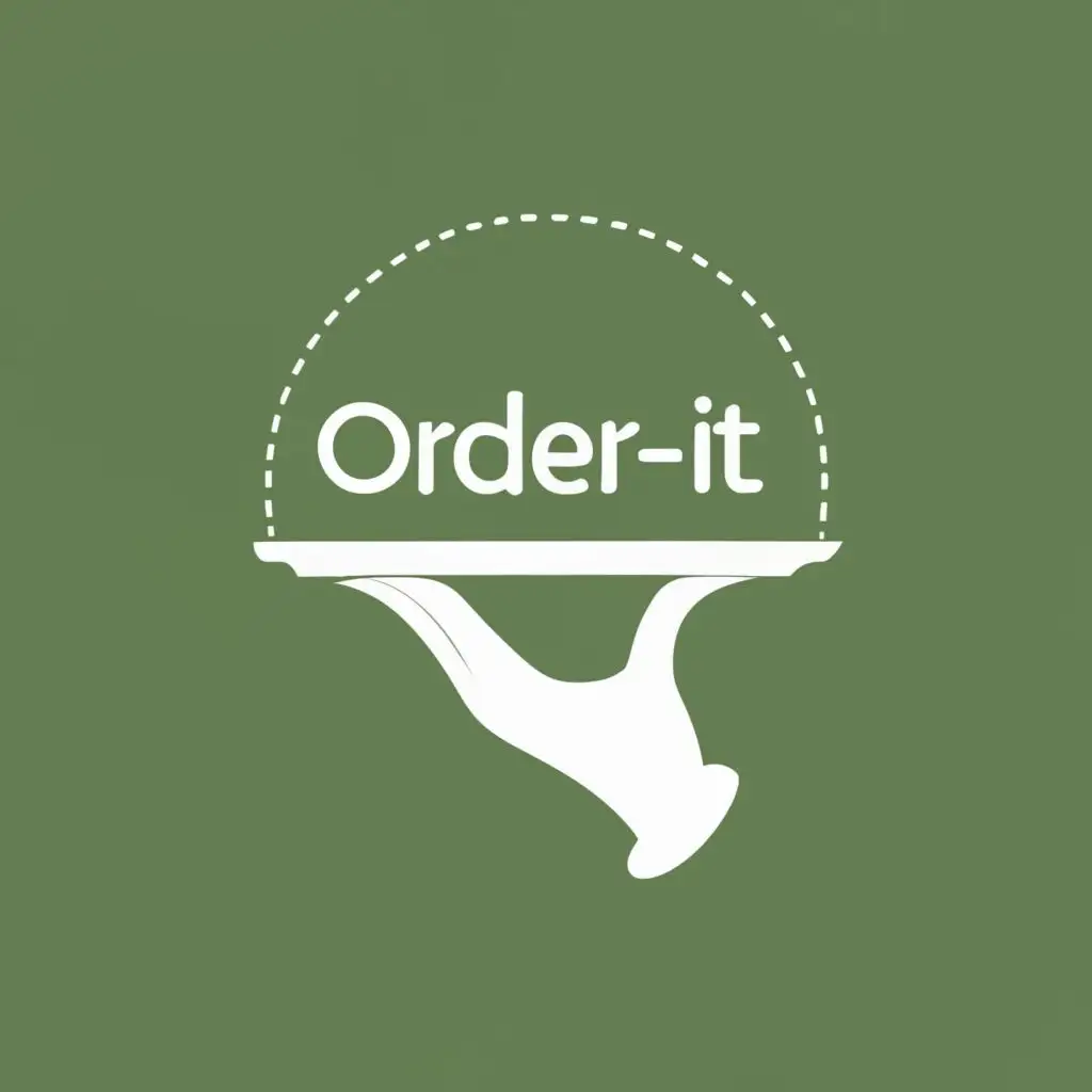 logo, hand holding a tray with a tactical tablet on it, innovative, with the text "Order-It", typography, be used in Retail industry