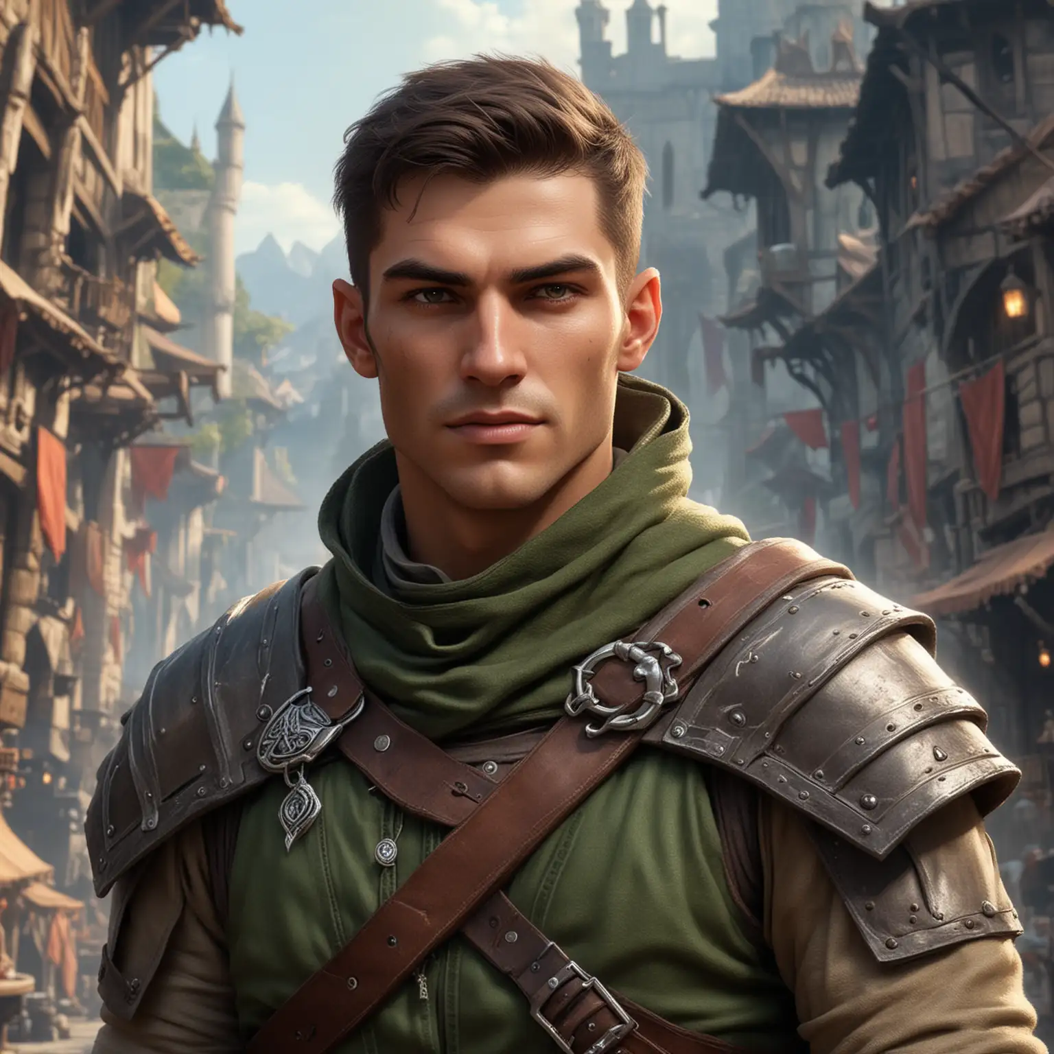 Handsome  clean shaven human rogue. Fantasy Setting.