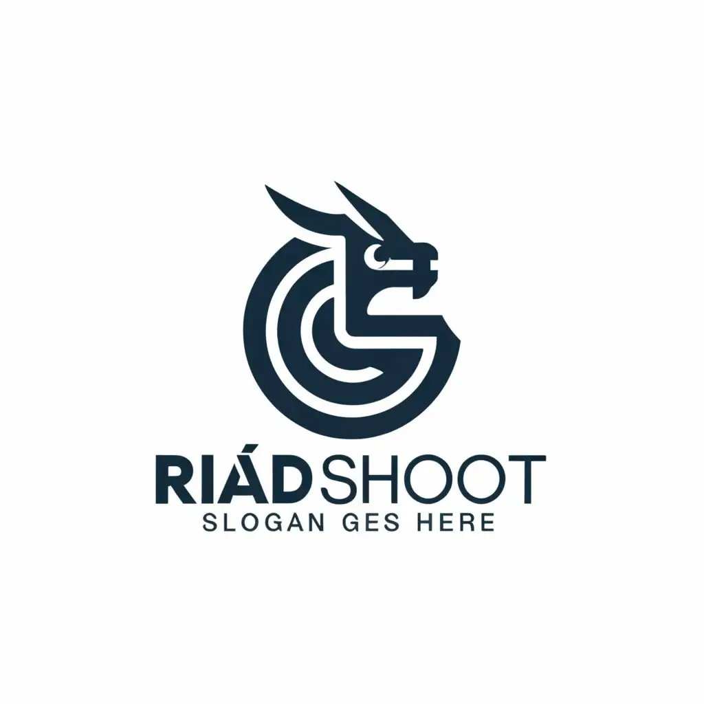 a logo design,with the text "RIAD
SHOOT", main symbol:Caméra in dragon,Moderate,clear background