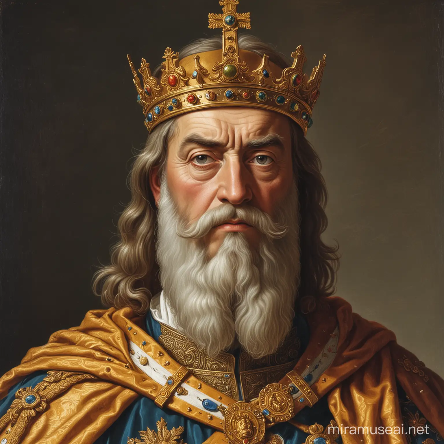 Emperor Charlemagne Portrait Noble Ruler in Regal Attire