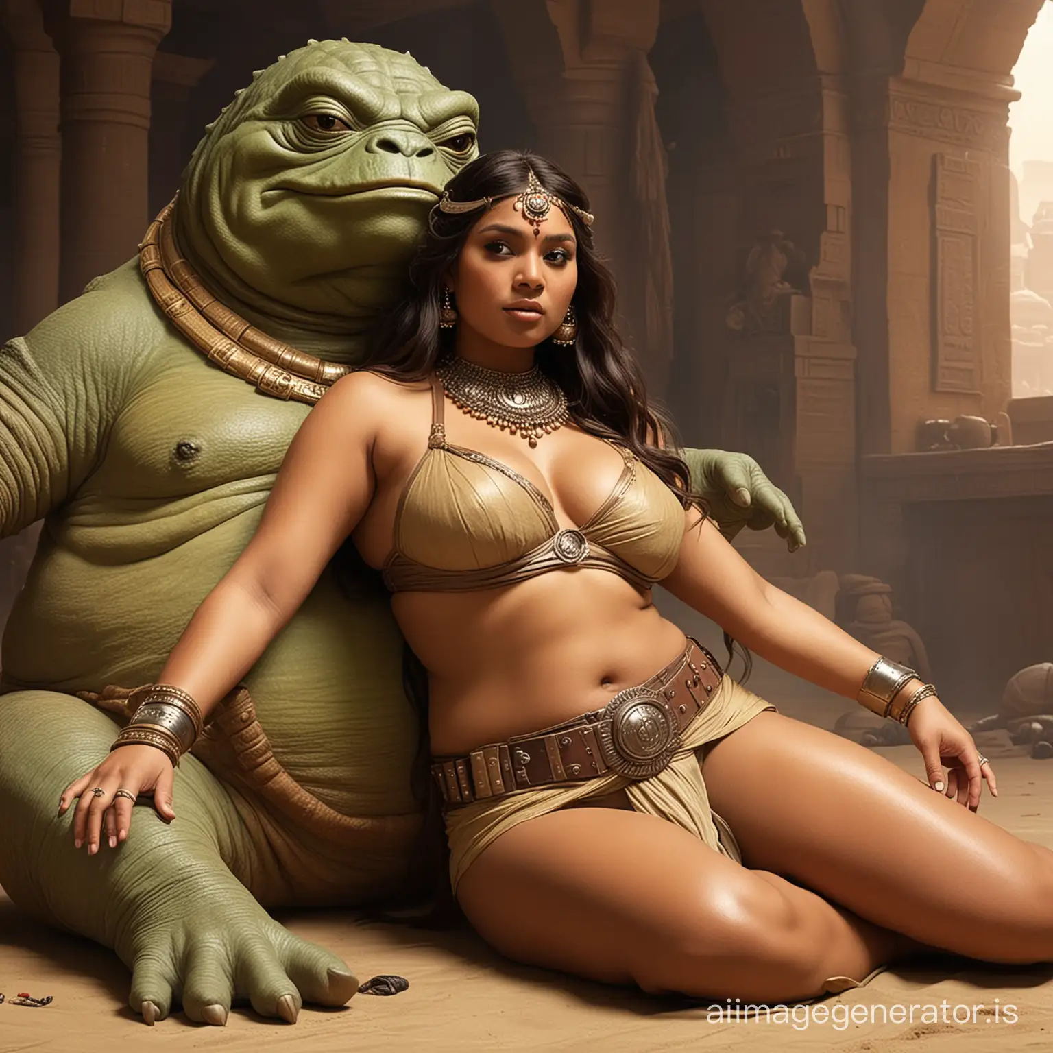 Jabba-The-Hutt-Dominates-Indian-Princess-Slave-SciFi-Fantasy-Art
