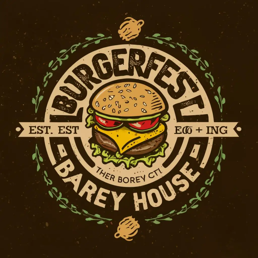LOGO-Design-for-Burgerfest-The-Barley-House-Rustic-Eats-Brews-with-a-Bold-Burger-Icon