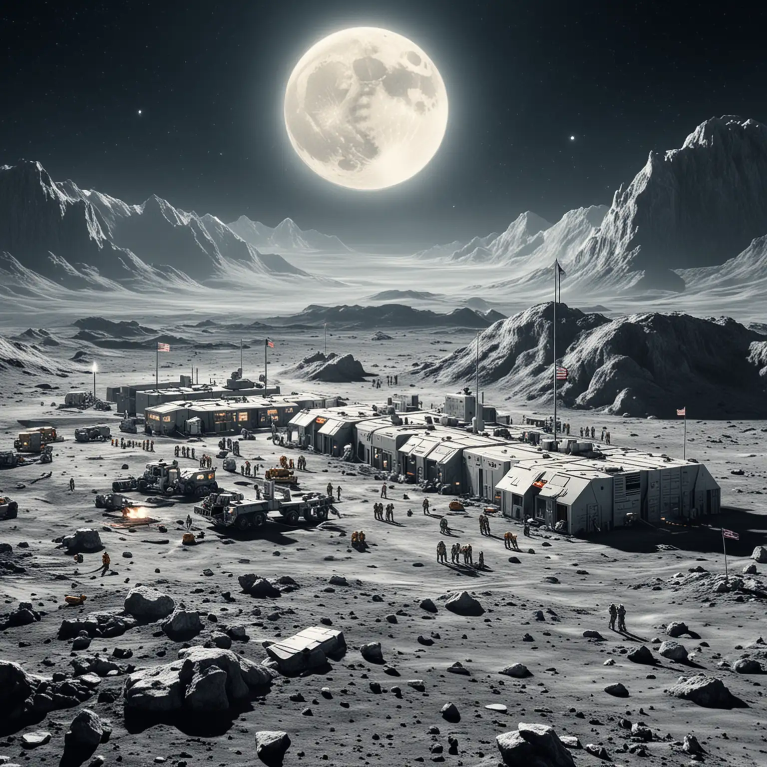 Moon Base Futuristic Lunar Colony with Advanced Technology