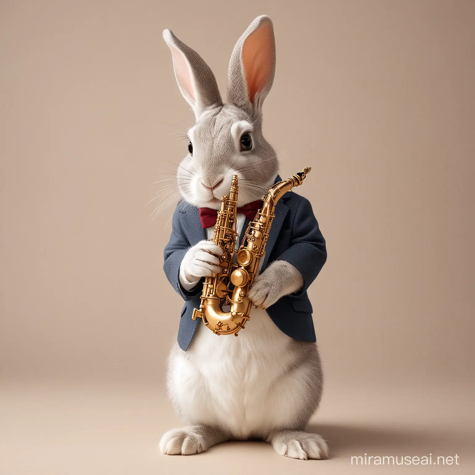 SaxophonePlaying Rabbit in a Jazzy Jam Session