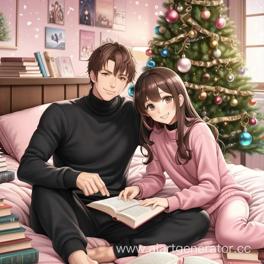 Festive-Anime-Couple-Studying-Together-in-Cozy-New-Year-Setting