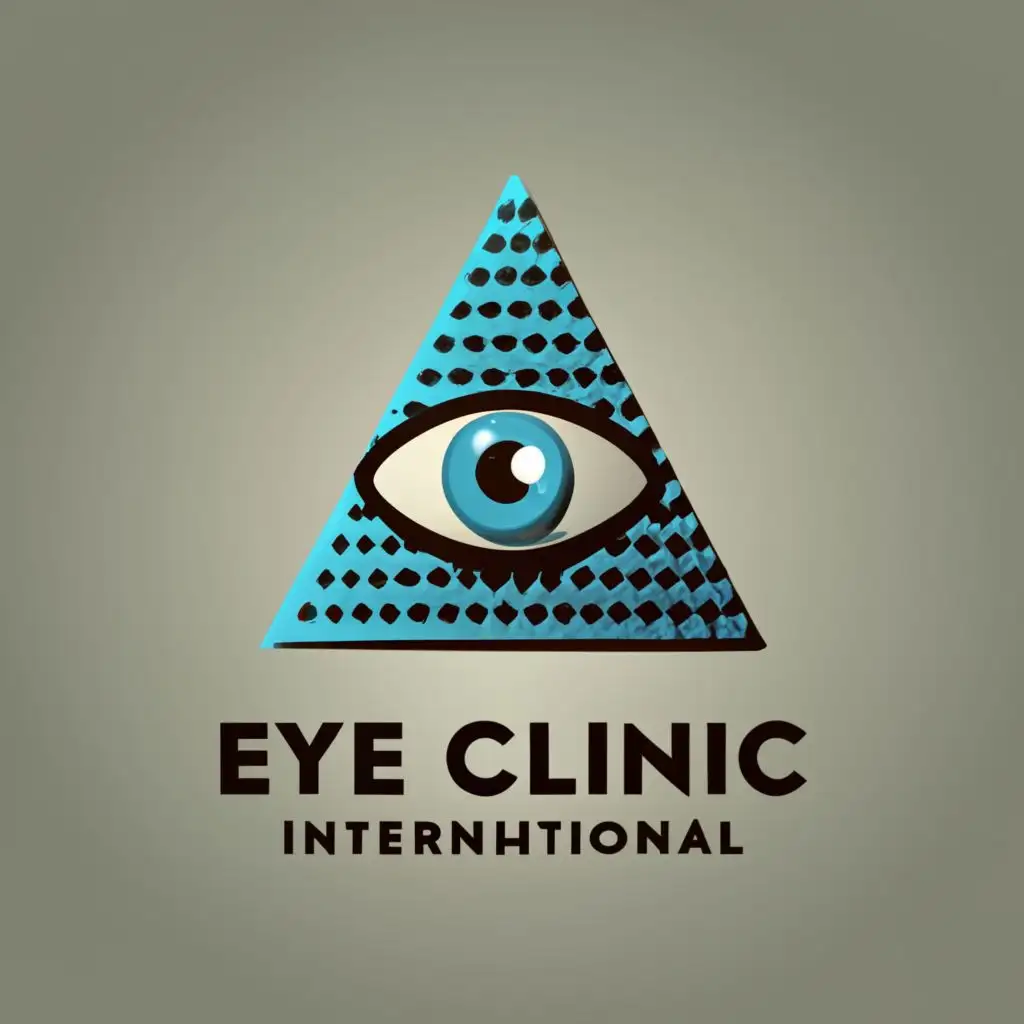 company logo, 3D pyramid with eye left side, with the text "Eye Clinic International"on right side, typography, be used in Technology industry