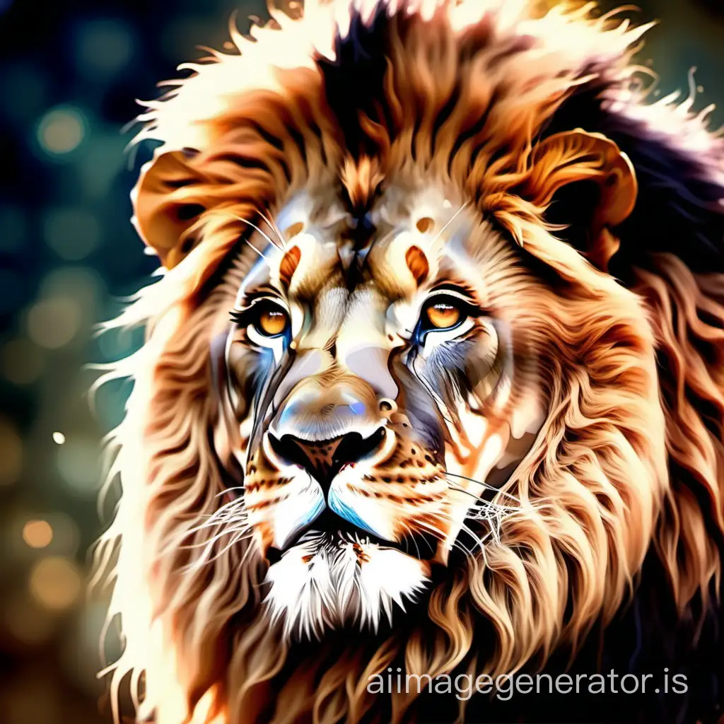 Oil painting style lion