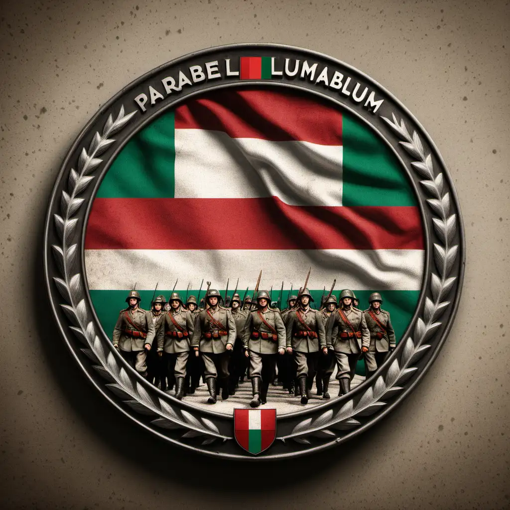 WW2 Troops with Parabellum Circle Logo and Hungarian Flag | MUSE AI